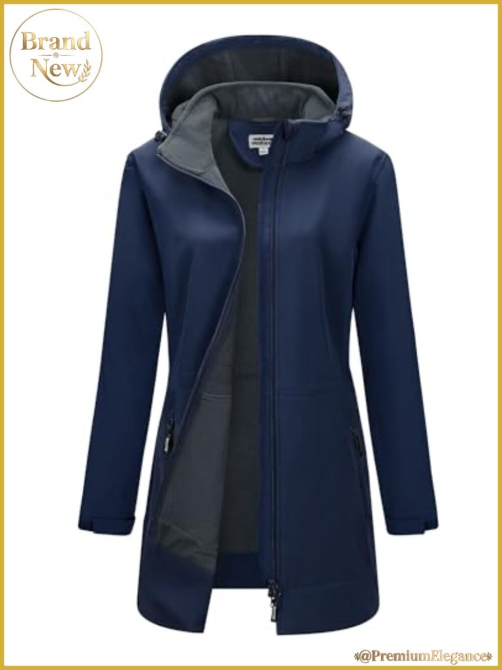 Outdoor Softshell Jacket Waterproof Fleece Lined Raincoat with Removable Hood
